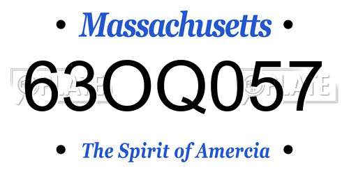 63OQ057 Massachusetts License Plate