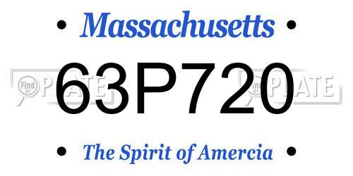 63P720 Massachusetts License Plate