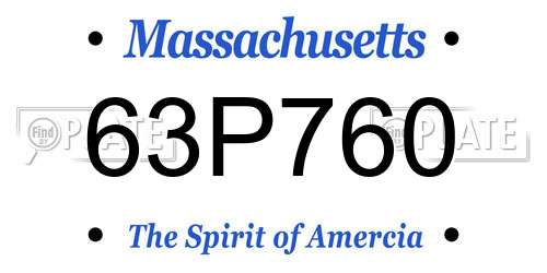 63P760 Massachusetts License Plate