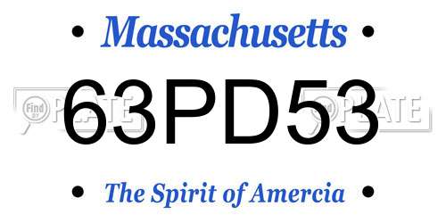 63PD53 Massachusetts License Plate
