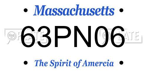 63PN06 Massachusetts License Plate