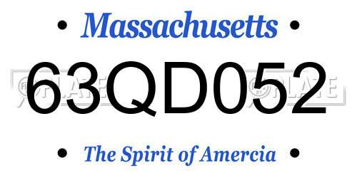 63QD052 Massachusetts License Plate