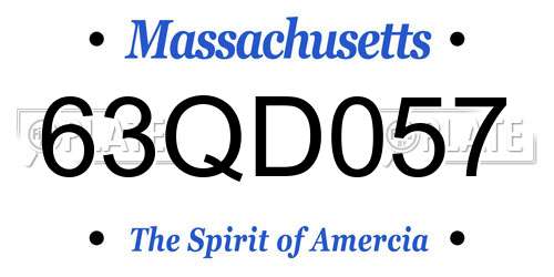 63QD057 Massachusetts License Plate