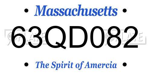 63QD082 Massachusetts License Plate
