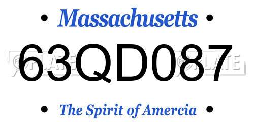 63QD087 Massachusetts License Plate