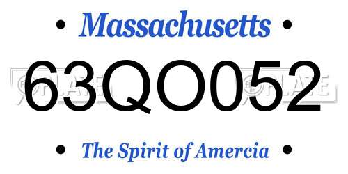 63QO052 Massachusetts License Plate