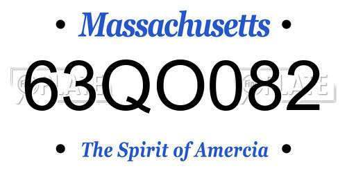 63QO082 Massachusetts License Plate