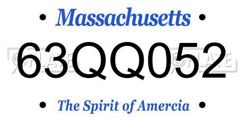 63QQ052 Massachusetts License Plate