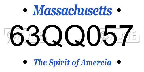 63QQ057 Massachusetts License Plate