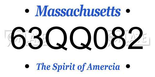 63QQ082 Massachusetts License Plate