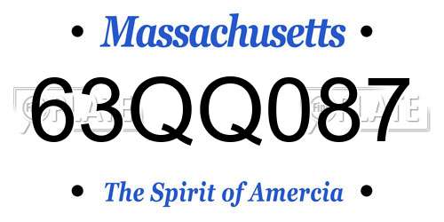63QQ087 Massachusetts License Plate