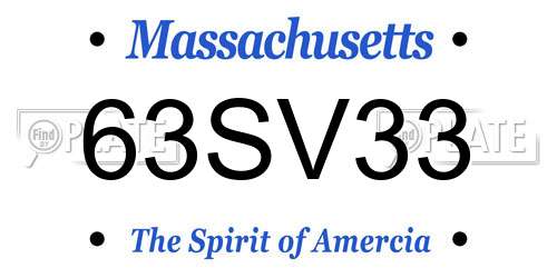 63SV33 Massachusetts License Plate