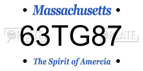 63TG87 Massachusetts License Plate