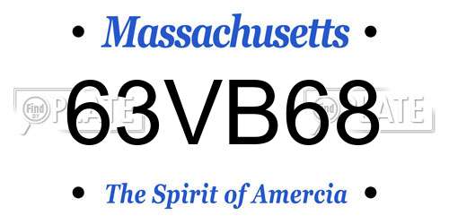 63VB68 Massachusetts License Plate