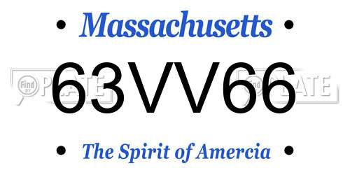 63VV66 Massachusetts License Plate