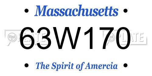 63W170 Massachusetts License Plate