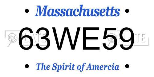 63WE59 Massachusetts License Plate