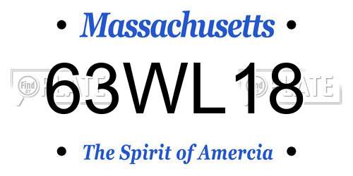 63WL18 Massachusetts License Plate