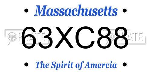 63XC88 Massachusetts License Plate