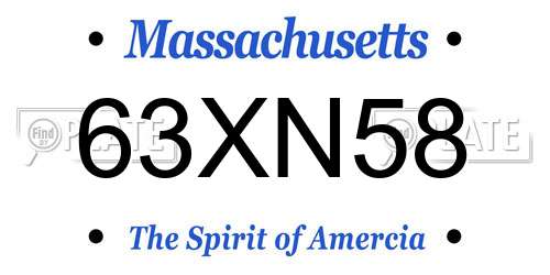 63XN58 Massachusetts License Plate