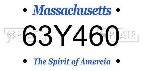 63Y460 Massachusetts License Plate