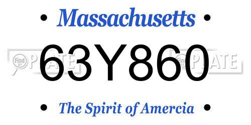 63Y860 Massachusetts License Plate