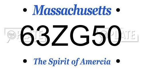 63ZG50 Massachusetts License Plate