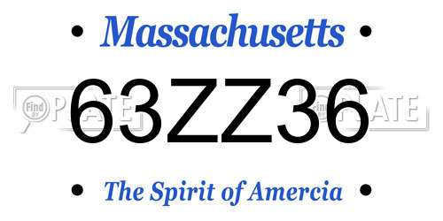 63ZZ36 Massachusetts License Plate