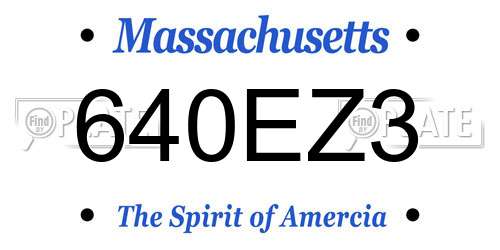 640EZ3 Massachusetts License Plate