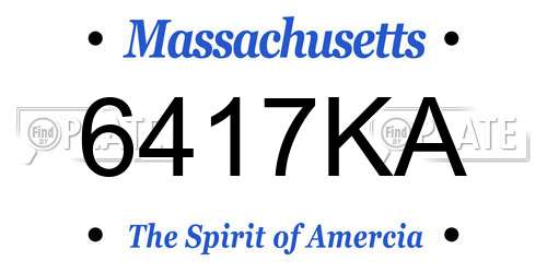6417KA Massachusetts License Plate