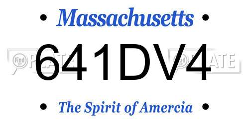 641DV4 Massachusetts License Plate
