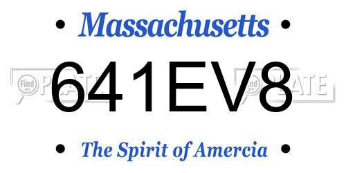 641EV8 Massachusetts License Plate