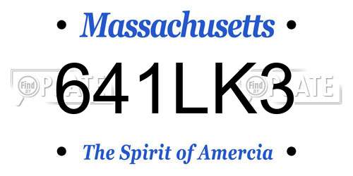 641LK3 Massachusetts License Plate