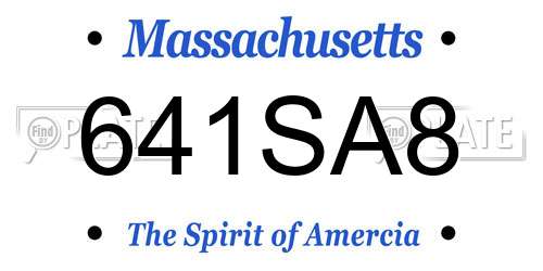 641SA8 Massachusetts License Plate