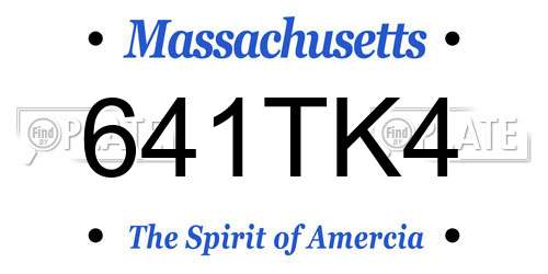 641TK4 Massachusetts License Plate