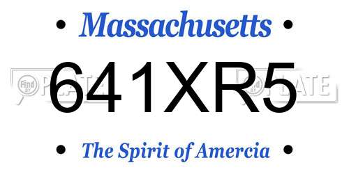 641XR5 Massachusetts License Plate