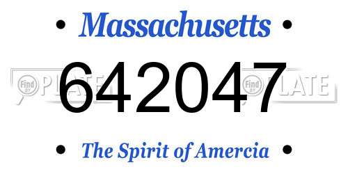 642047 Massachusetts License Plate