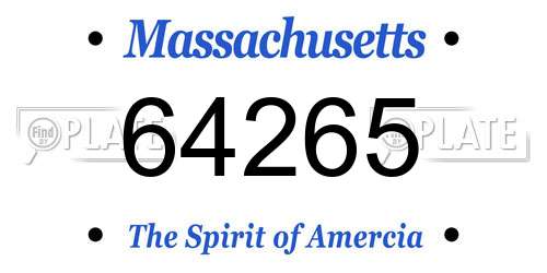 64265 Massachusetts License Plate