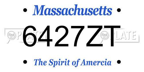 6427ZT Massachusetts License Plate