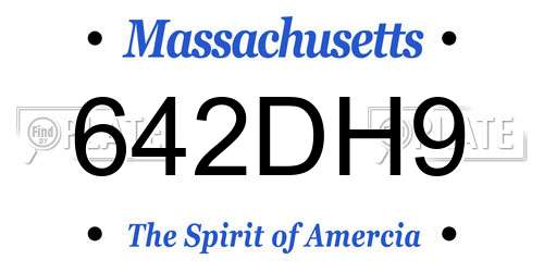 642DH9 Massachusetts License Plate