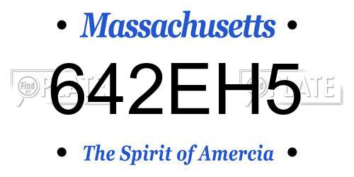 642EH5 Massachusetts License Plate