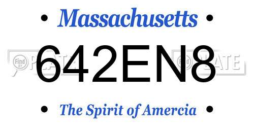642EN8 Massachusetts License Plate