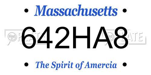 642HA8 Massachusetts License Plate