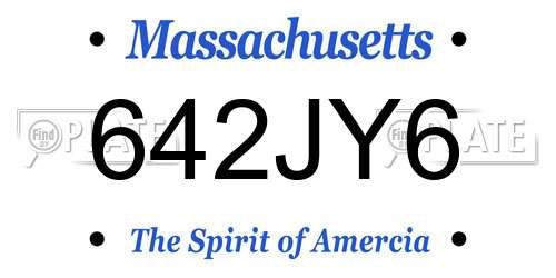 642JY6 Massachusetts License Plate