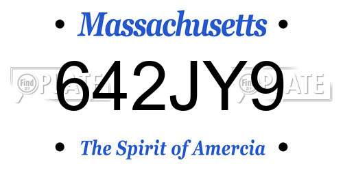642JY9 Massachusetts License Plate