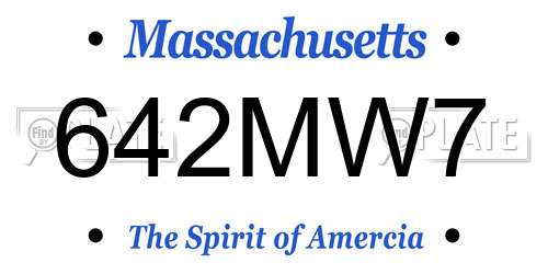 642MW7 Massachusetts License Plate