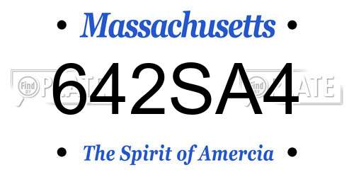 642SA4 Massachusetts License Plate