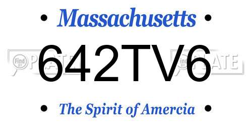 642TV6 Massachusetts License Plate