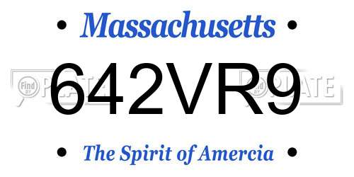 642VR9 Massachusetts License Plate
