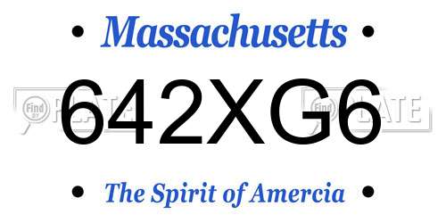 642XG6 Massachusetts License Plate